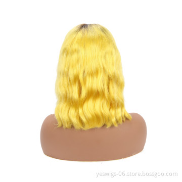 1b/Neon Body Wave Wig Vendors Virgin Peruvian Human Hair Ombre Color Bob Transparent HD Lace Frontal 13x4 Short 10 Inch Bob Wig